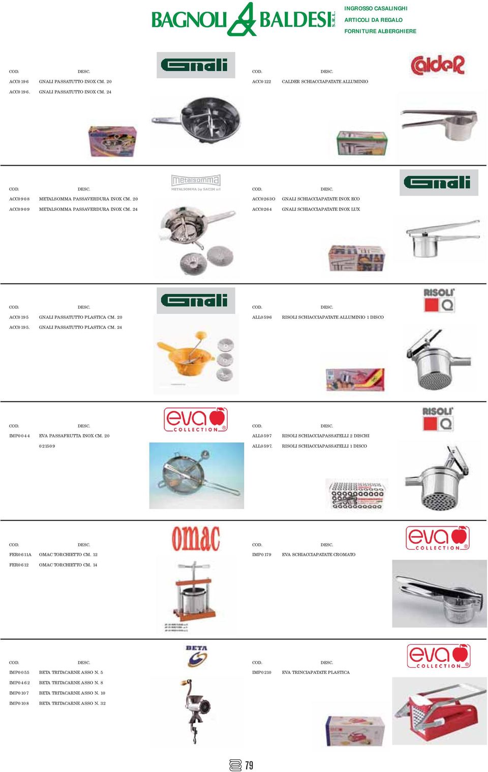 24 ALL0596 RISOLI SCHIACCIAPATATE ALLUMINIO 1 DISCO IMP0044 EVA PASSAFRUTTA INOX CM. 20 021509 ALL0597 ALL0597.