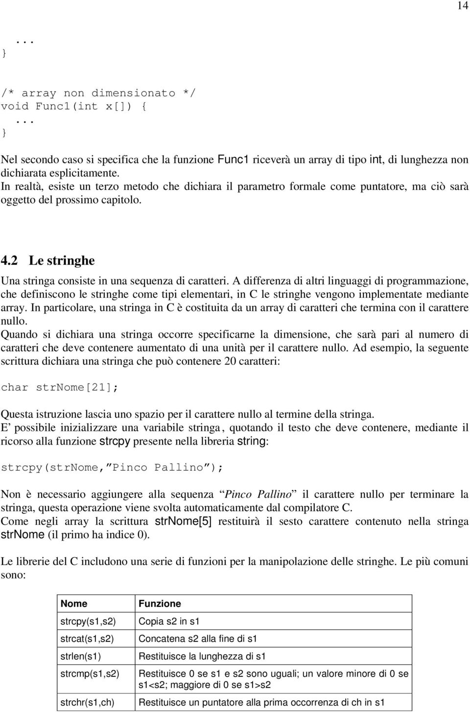 A differenza di altri linguaggi di programmazione, che definiscono le stringhe come tipi elementari, in C le stringhe vengono implementate mediante array.