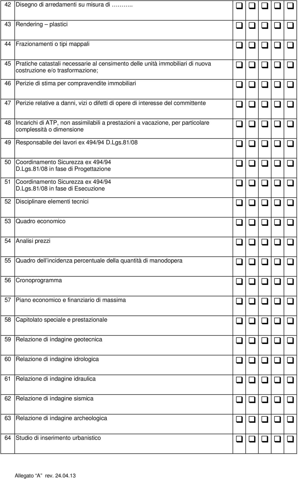 compravendite immobiliari 47 Perizie relative a danni, vizi o difetti di opere di interesse del committente 48 Incarichi di ATP, non assimilabili a prestazioni a vacazione, per particolare