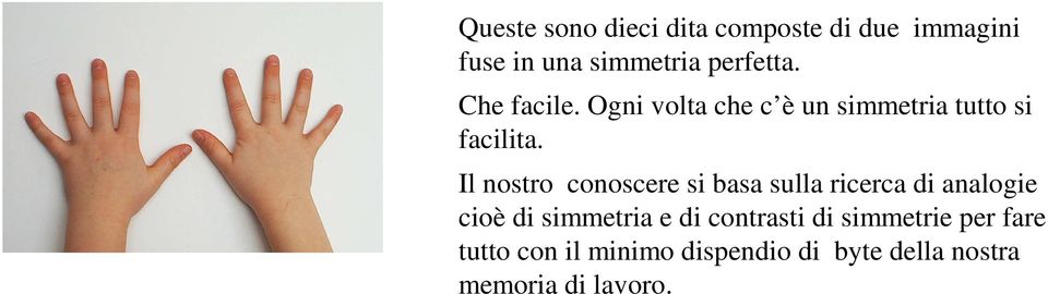 Il nostro conoscere si basa sulla ricerca di analogie cioè di simmetria e di