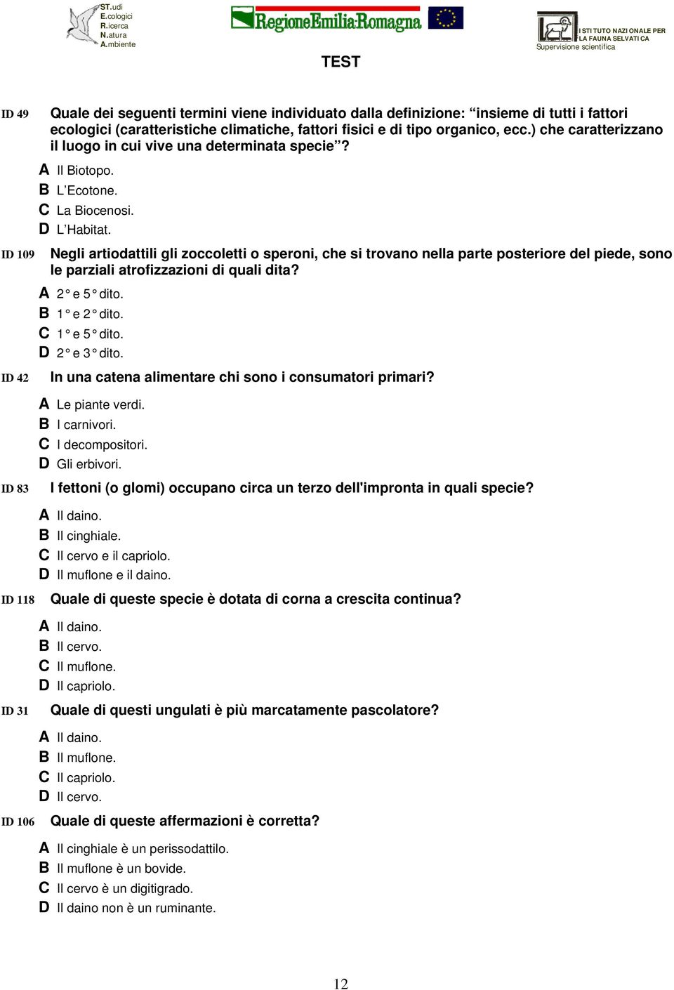 Negli artiodattili gli zoccoletti o speroni, che si trovano nella parte posteriore del piede, sono le parziali atrofizzazioni di quali dita? A 2 e 5 dito. B 1 e 2 dito. C 1 e 5 dito. D 2 e 3 dito.