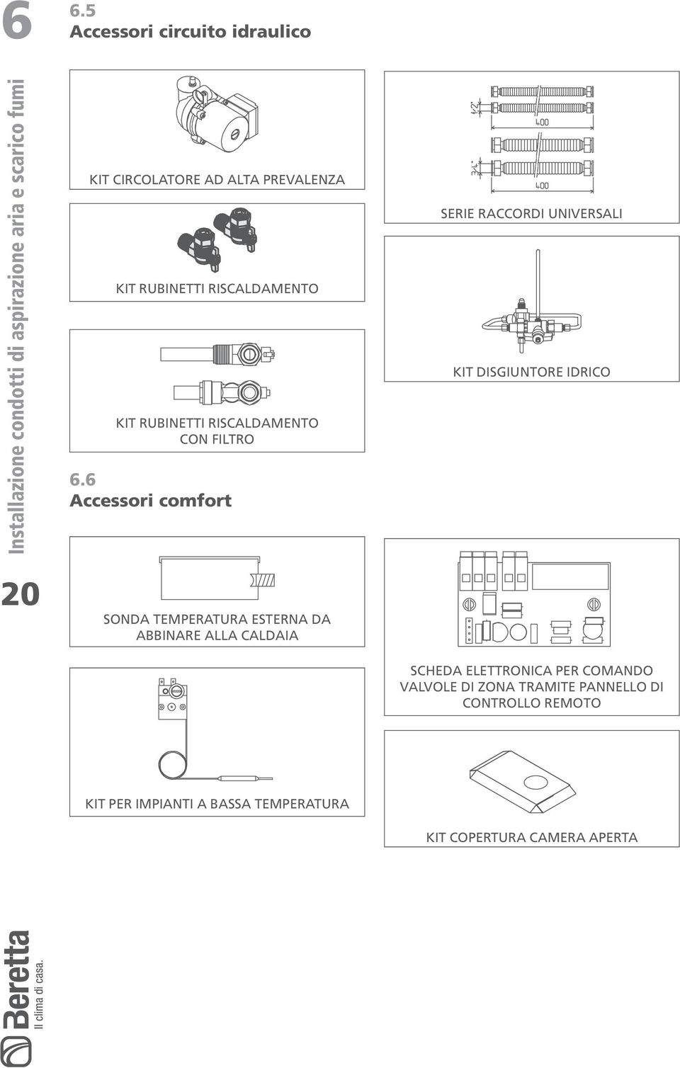 Accessori comfort SONDA TEMPERATURA ESTERNA DA ABBINARE ALLA CALDAIA SERIE RACCORDI UNIVERSALI KIT DISGIUNTORE