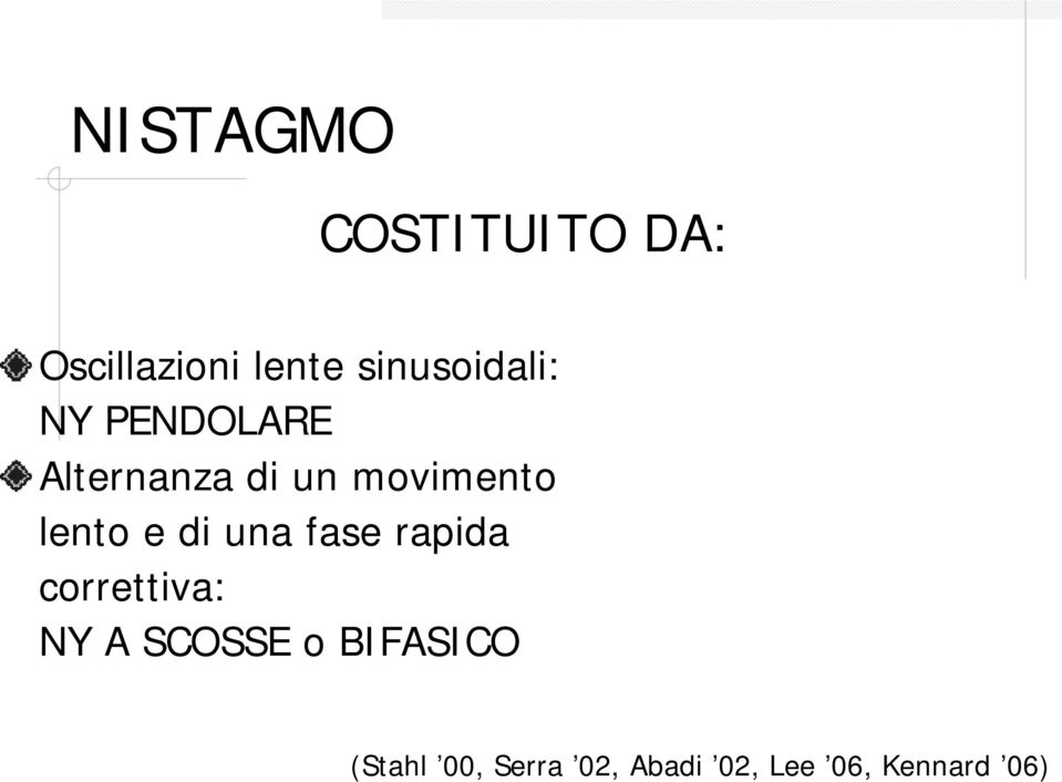 movimento lento e di una fase rapida correttiva: NY