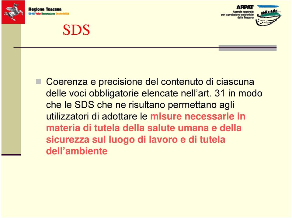 31 in modo che le SDS che ne risultano permettano agli utilizzatori di