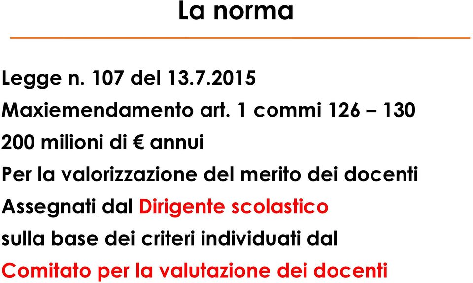 merito dei docenti Assegnati dal Dirigente scolastico sulla