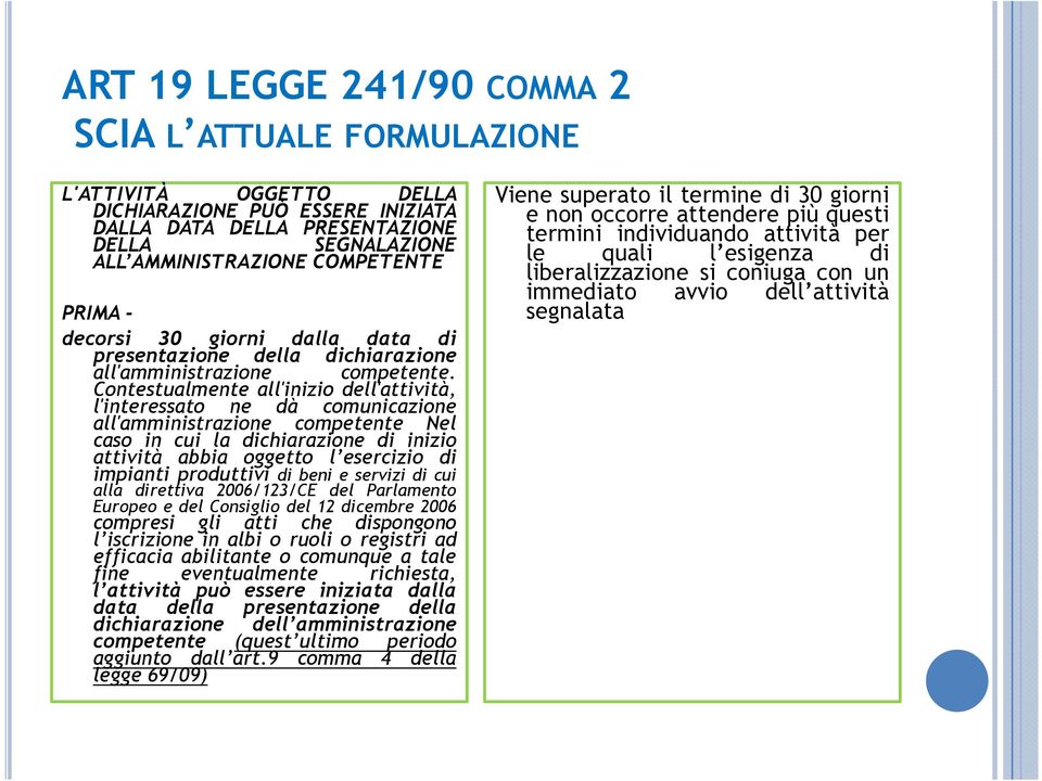 Contestualmente all'inizio dell'attività, l'interessato ne dà comunicazione all'amministrazione competente Nel caso in cui la dichiarazione di inizio attività abbia oggetto l esercizio di impianti