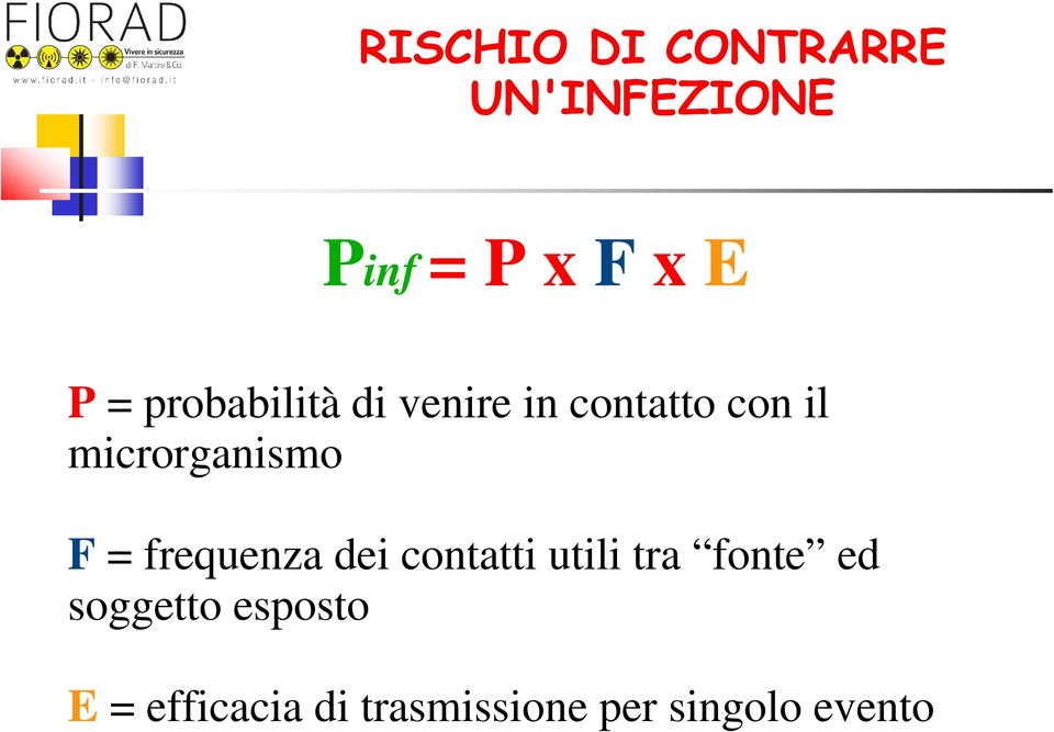 F = frequenza dei contatti utili tra fonte ed soggetto