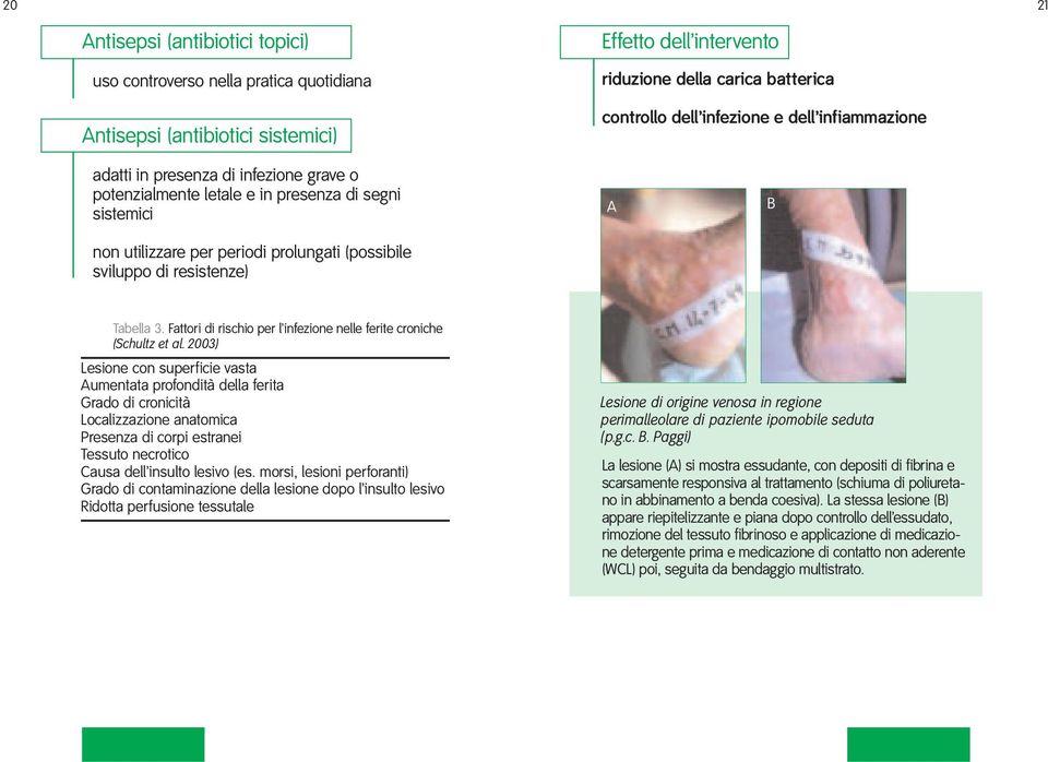 3. Fattori di rischio per l infezione nelle ferite croniche (Schultz et al.