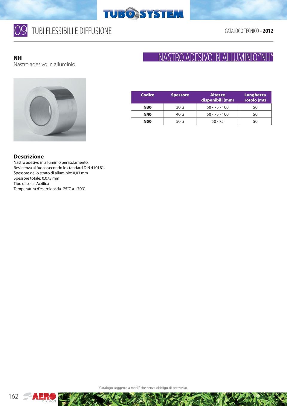 μ 50-75 - 0 50 N50 50 μ 50-75 50 Descrizione Nastro adesivo in alluminio per isolamento.
