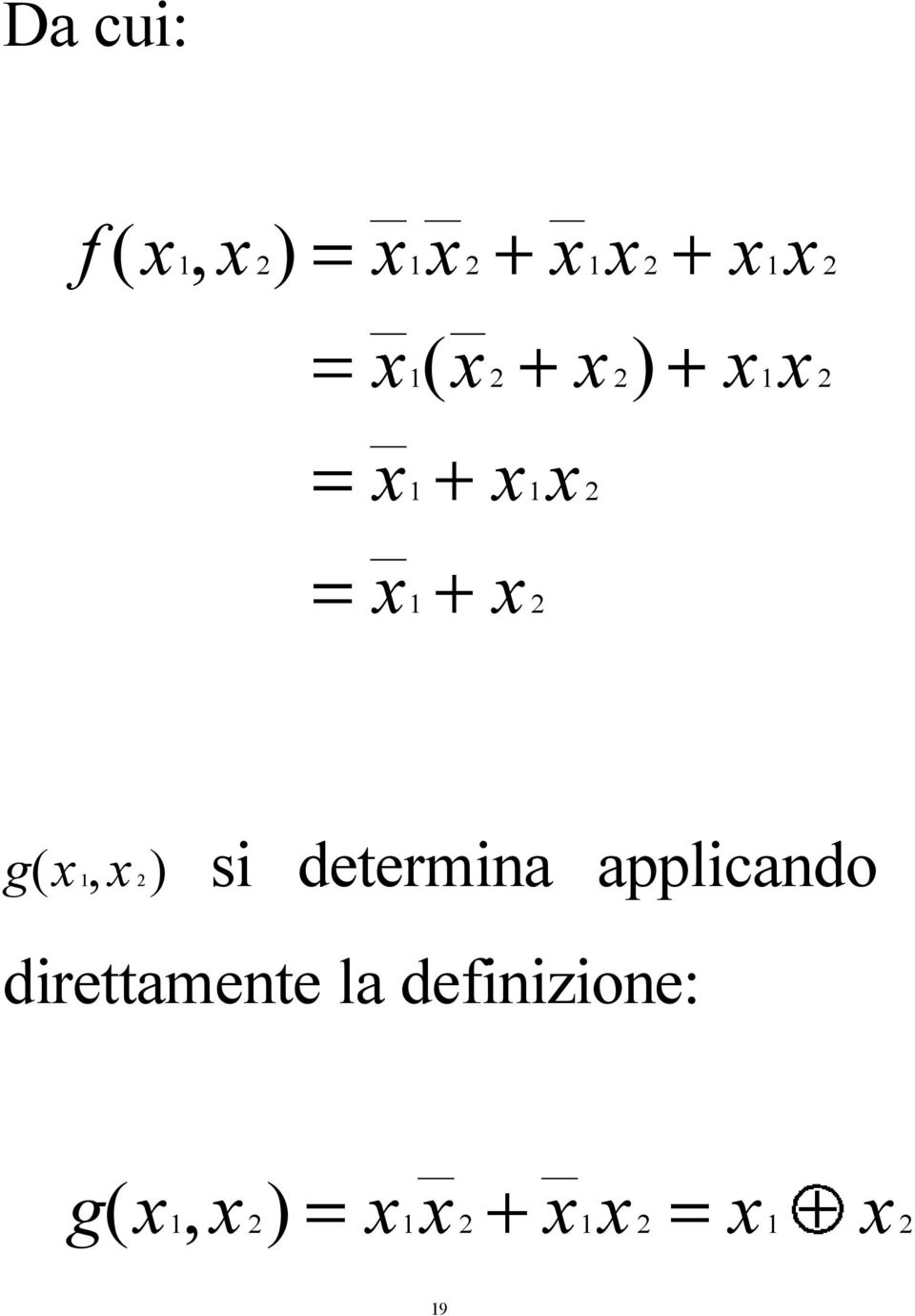 determina applicando direttamente