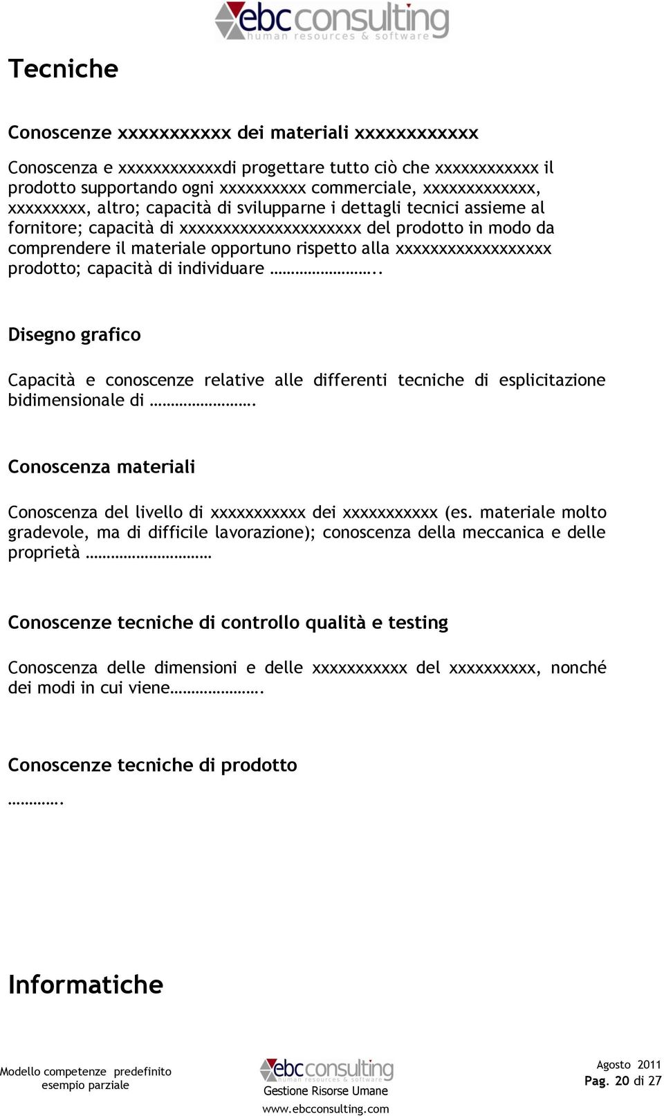 xxxxxxxxxxxxxxxxxx prodotto; capacità di individuare.. Disegno grafico Capacità e conoscenze relative alle differenti tecniche di esplicitazione bidimensionale di.