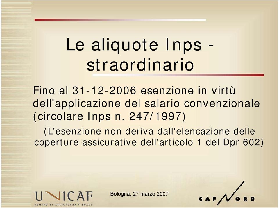 convenzionale (circolare Inps n.