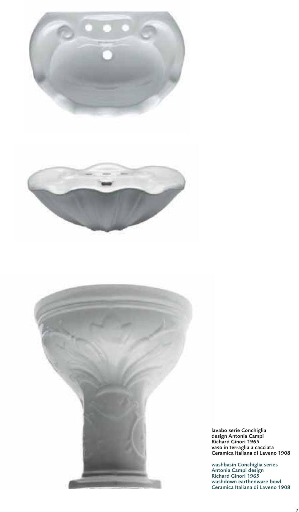 1908 washbasin Conchiglia series Antonia Campi design Richard