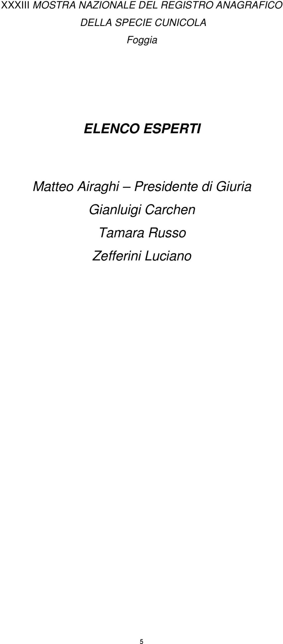 ELENCO ESPERTI Matteo Airaghi Presidente di