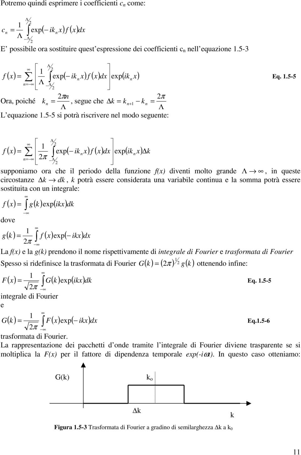 .5-5 Λ f ( x) ( k x) f ( x) dx ( k x) k π Λ suppoamo ora che l perodo della fuzoe f(x) dvet molto grade Λ queste crcostaze k dk k potrà essere cosderata ua varable cotua e la somma potrà essere