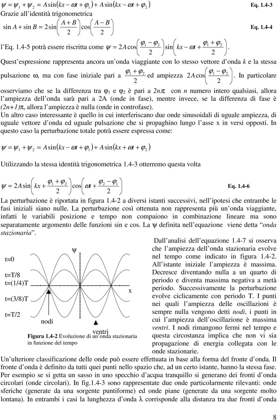 I partcolare osservamo che se la dffereza tra ϕ e ϕ è par a π co umero tero qualsas allora l ampezza dell oda sarà par a A (ode fase) metre vece se la dffereza d fase è (+)π allora l ampezza è ulla