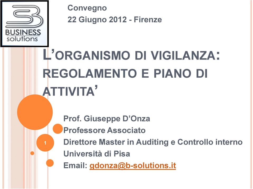 Giuseppe D Onza Professore Associato Direttore Master in