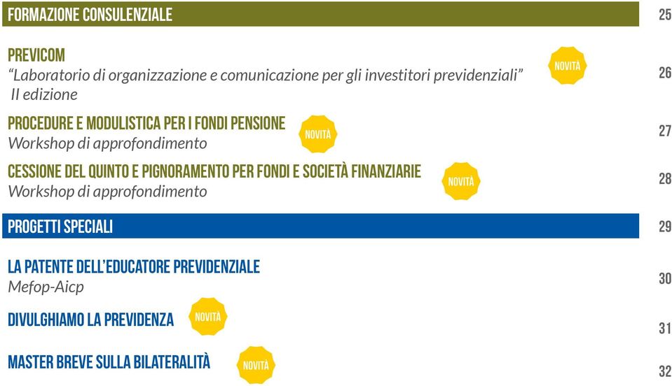 QUINTO E PIGNORAMENTO PER FONDI E SOCIETÀ FINANZIARIE Workshop di approfondimento 26 27 28 progetti speciali 29