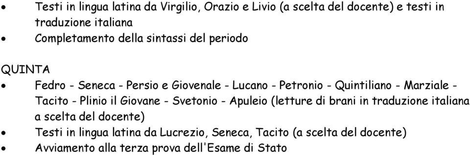 Quintiliano - Marziale - Tacito - Plinio il Giovane - Svetonio - Apuleio (letture di brani in traduzione italiana a