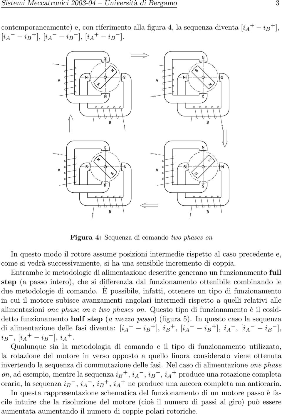 Entrambe le metodologie di alimentazione descritte generano un funzionamento full step (a passo intero), che si differenzia dal funzionamento ottenibile combinando le due metodologie di comando.