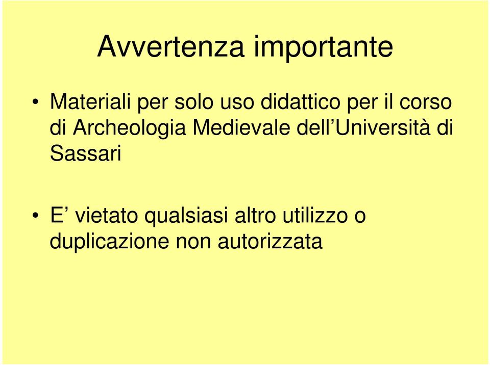 Medievale dell Università di Sassari E vietato