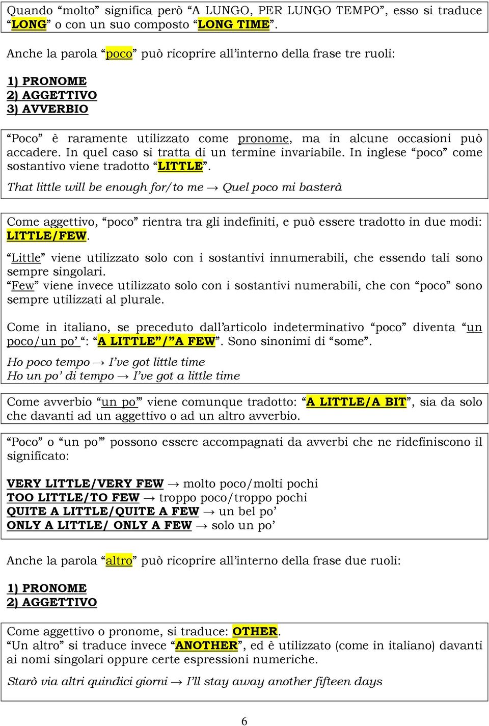 In quel caso si tratta di un termine invariabile. In inglese poco come sostantivo viene tradotto LITTLE.