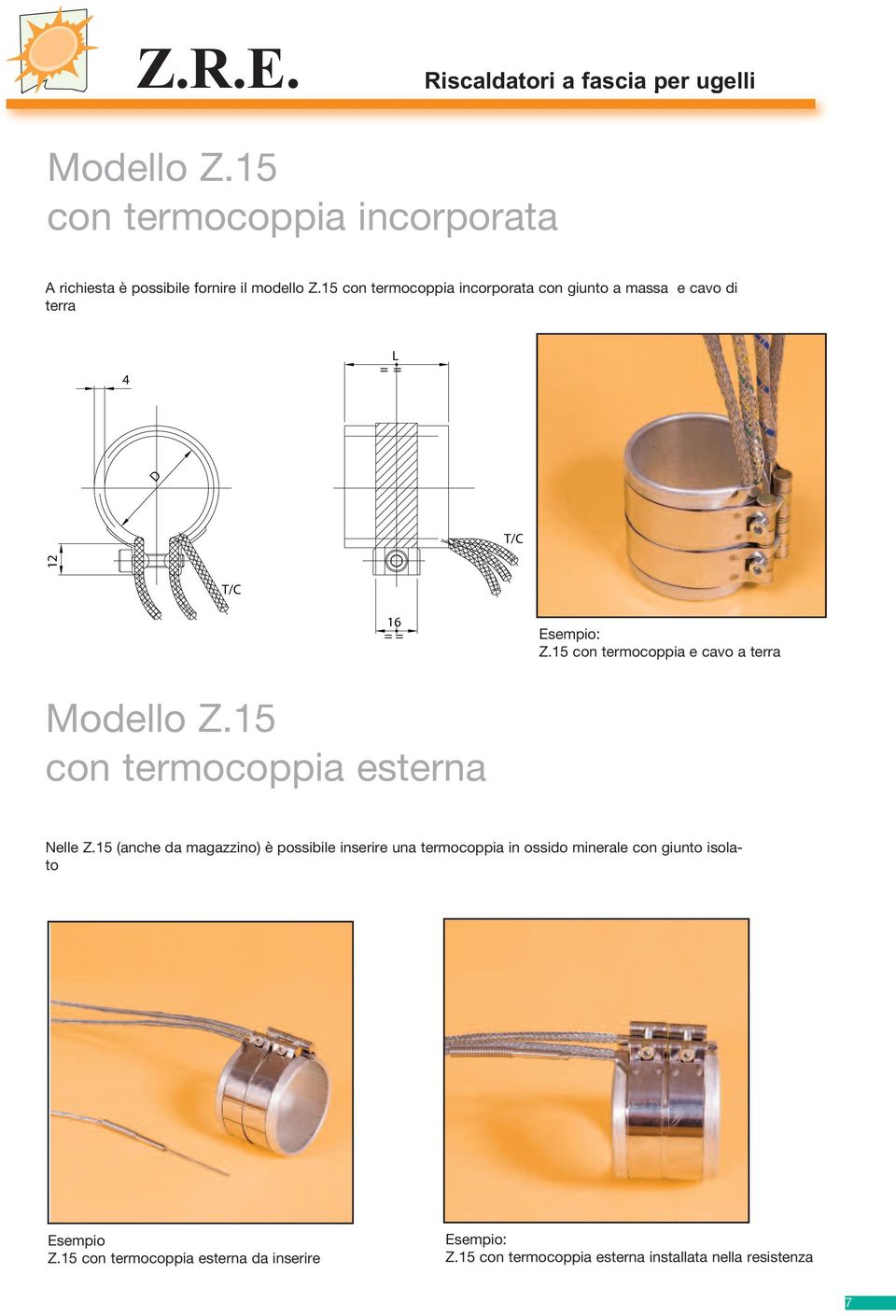 15 con termocoppia e cavo a terra Modello Z.15 con termocoppia esterna Nelle Z.