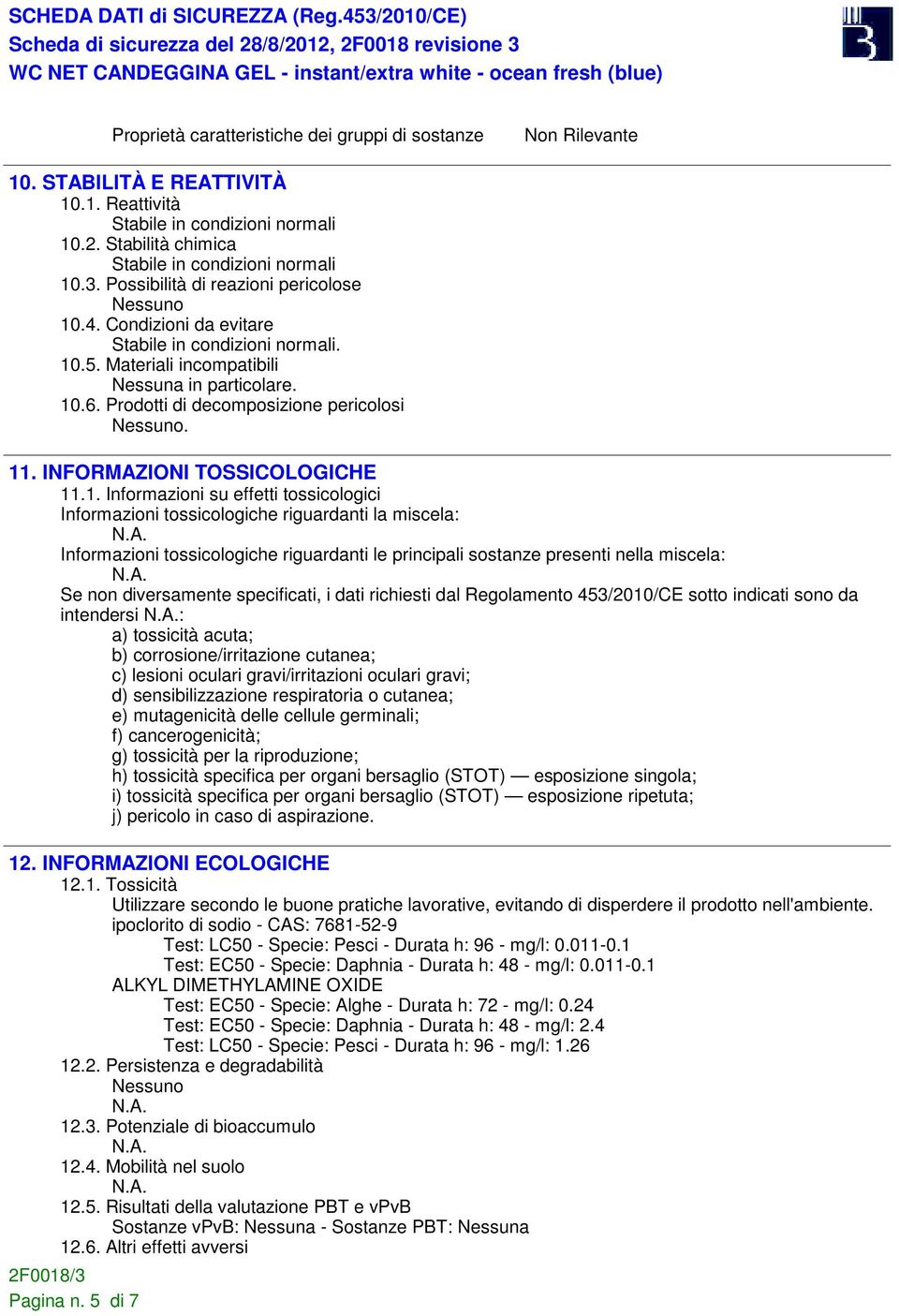 INFORMAZIONI TOSSICOLOGICHE 11