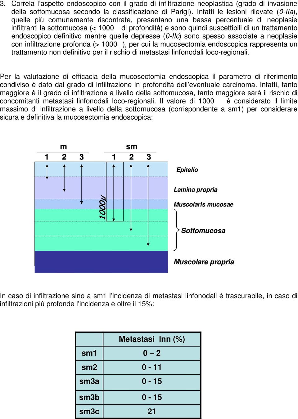 un trattamento endoscopico definitivo mentre quelle depresse (0-IIc) sono spesso associate a neoplasie con infiltrazione profonda (> 1000 ), per cui la mucosectomia endoscopica rappresenta un