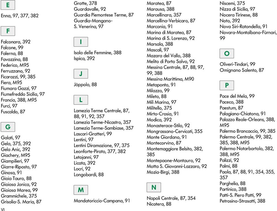 Terme, 87 Gurdi-Mngno- S Venerin, 97 I Isol delle Femmine, 88 Ispic, 9 J Jòppolo, 88 mezi Terme Centrle, 87, 88, 9, 9, 57 mezi Terme-Nicstro, 57 mezi Terme-Smbise, 57 scri-grtteri, 99 entini, 97