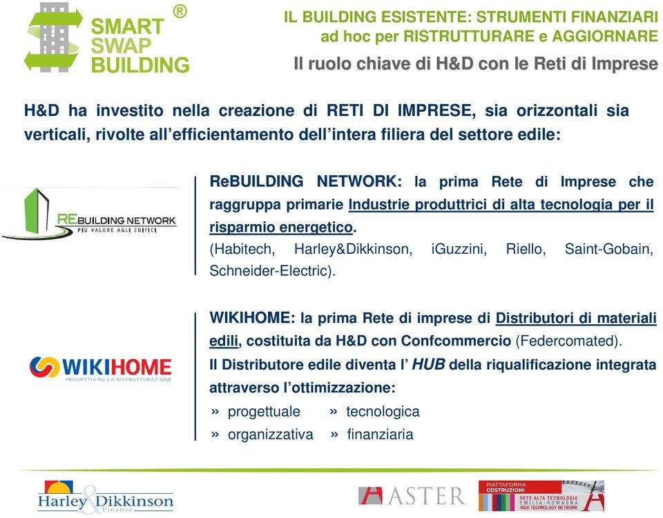 (Habitech, Harley&Dikkinson, iguzzini, Riello, Saint-Gobain, Schneider-Electric).