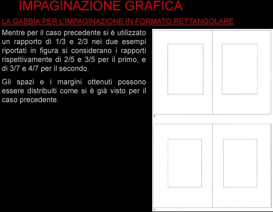 rapporti rispettivamente di 2/5 e 3/5 per il primo, e di 3/7 e 4/7 per il secondo.