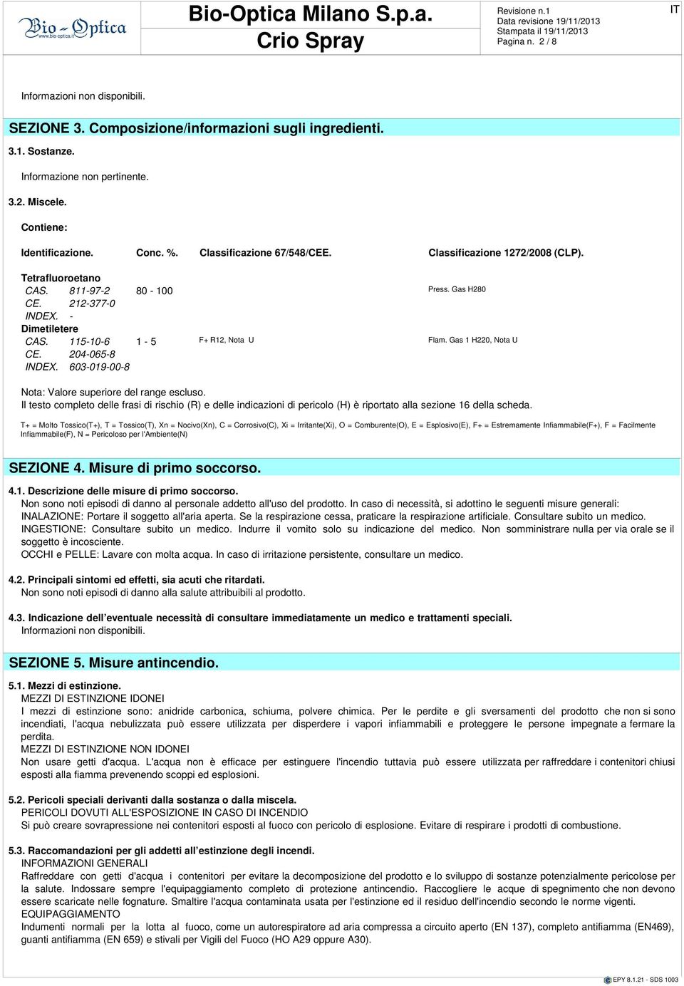 204-065-8 INDEX. 603-019-00-8 Nota: Valore superiore del range escluso. Il testo completo delle frasi di rischio (R) e delle indicazioni di pericolo (H) è riportato alla sezione 16 della scheda.