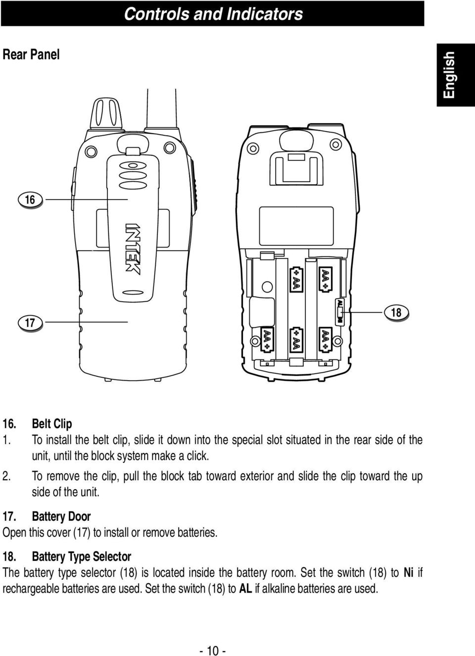 To remove the clip, pull the block tab toward exterior and slide the clip toward the up side of the unit. 17.