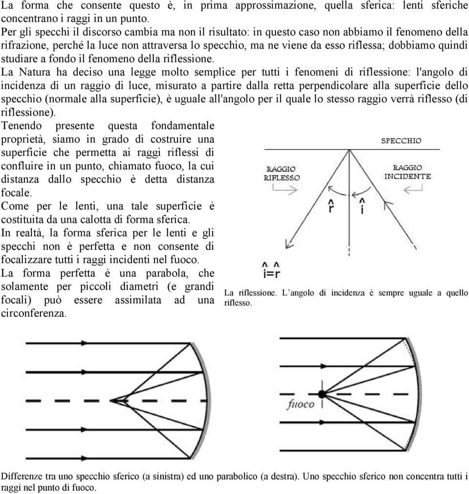 quindi studiare a fondo il fenomeno della riflessione.