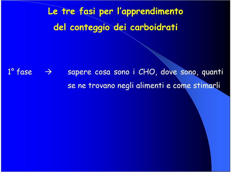 sapere cosa sono i CHO, dove sono,