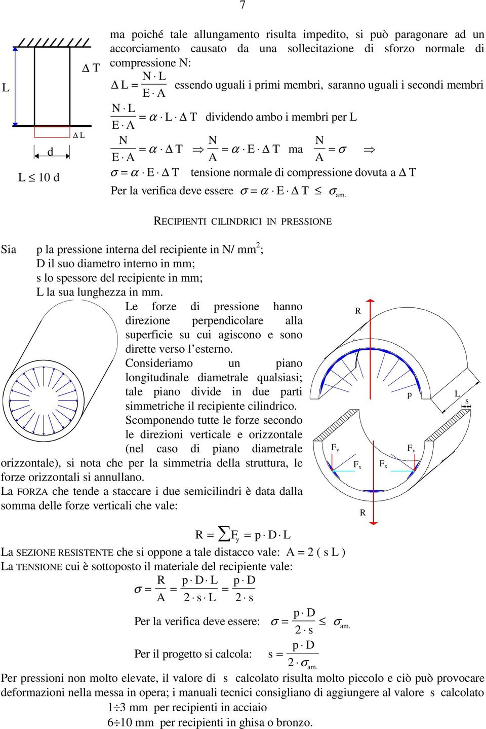 ECIPIEI CIIDICI I PEIOE ia la ressioe iera del reciiee i / mm ; D il suo diamero iero i mm; s lo sessore del reciiee i mm; la sua lughezza i mm.