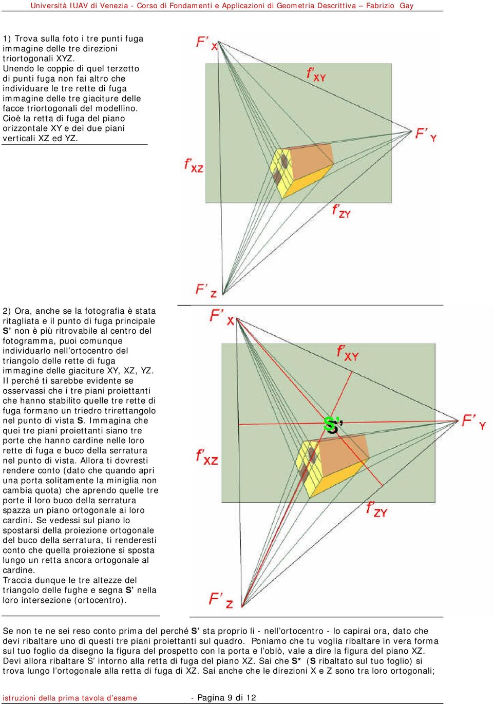 Cioè la retta di fuga del piano orizzontale XY e dei due piani verticali XZ ed YZ.