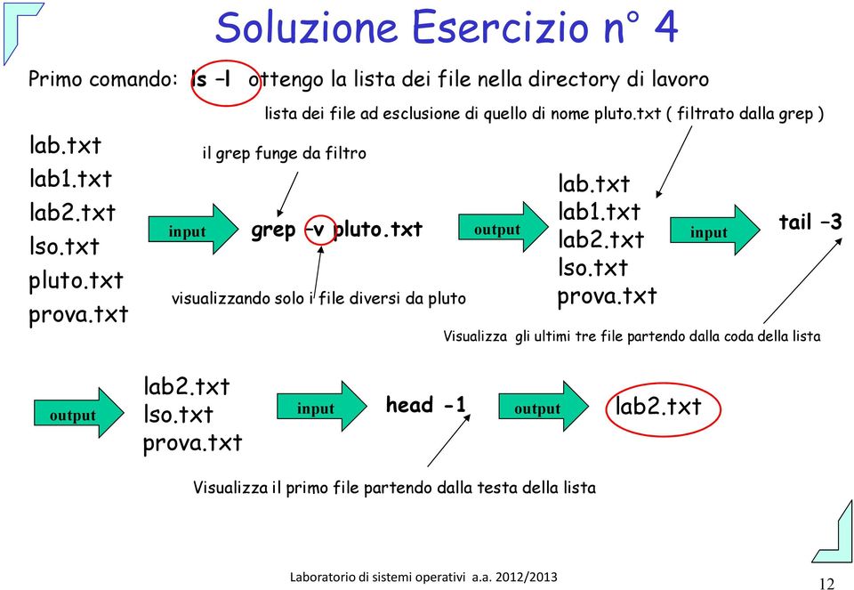 txt output visualizzando solo i file diversi da pluto lab.txt lab1.txt lab2.txt lso.txt prova.