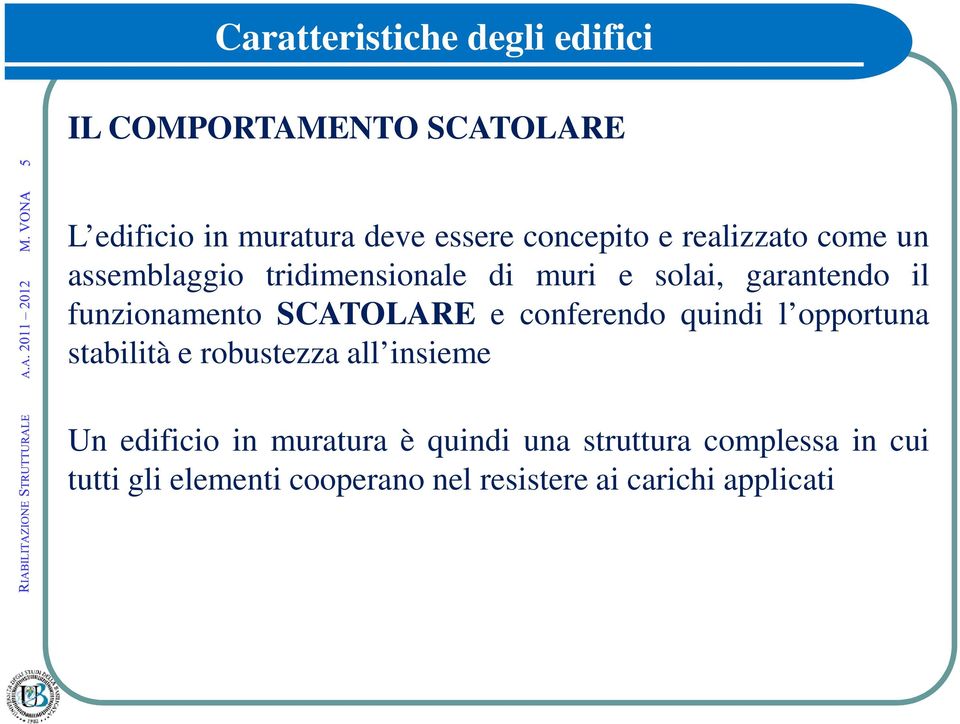 funzionamento SCATOLARE e conferendo quindi l opportuna stabilità e robustezza all insieme Un