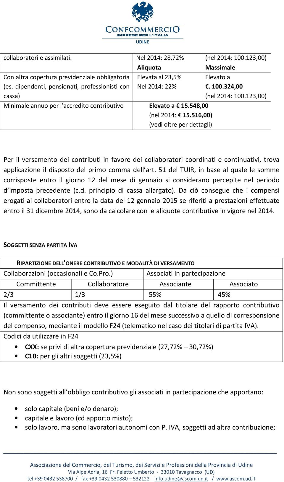 516,00) (vedi oltre per dettagli) Massimale Elevato a. 100.324,00 (nel 2014: 100.