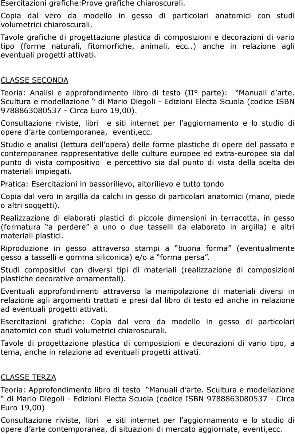 CLASSE SECONDA Teoria: Analisi e approfondimento libro di testo (II parte): Manuali d arte.