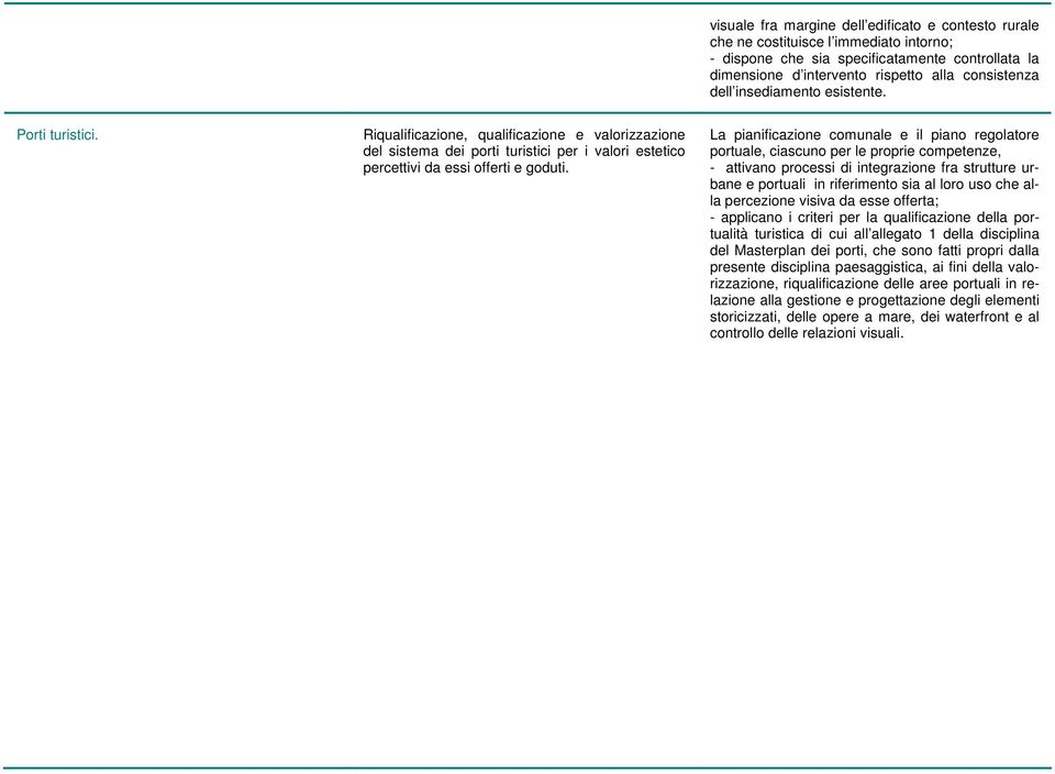 La pianificazione comunale e il piano regolatore portuale, ciascuno per le proprie competenze, - attivano processi di integrazione fra strutture urbane e portuali in riferimento sia al loro uso che