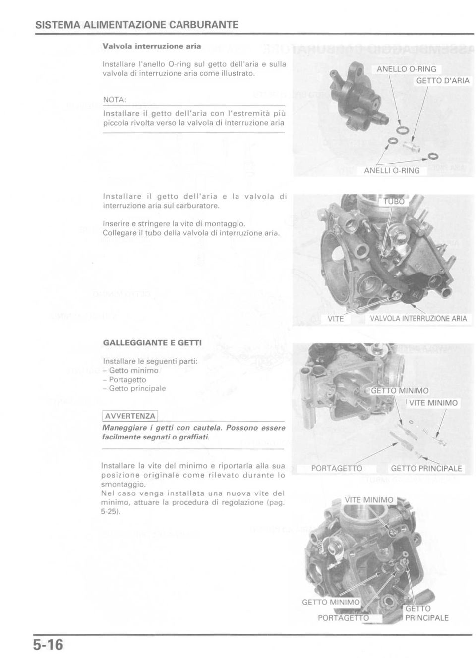 di interruzione aria sul carburatore. Inserire e stringere la vite di montaggio. Collegare il tubo della valvola di interruzione aria.