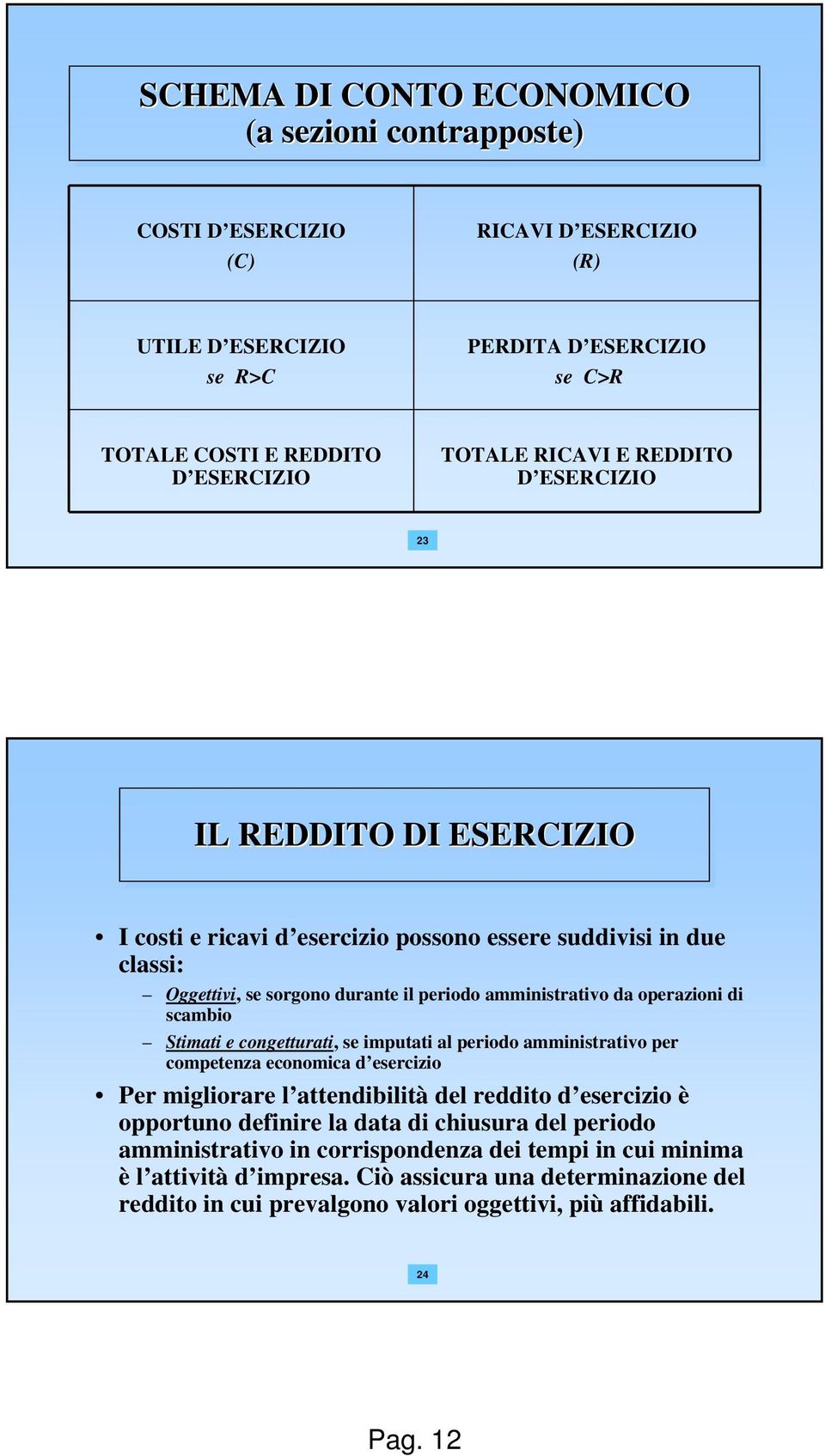 scambio Stimati e congetturati, se imputati al periodo amministrativo per competenza economica d esercizio Per migliorare l attendibilità del reddito d esercizio è opportuno definire la data di