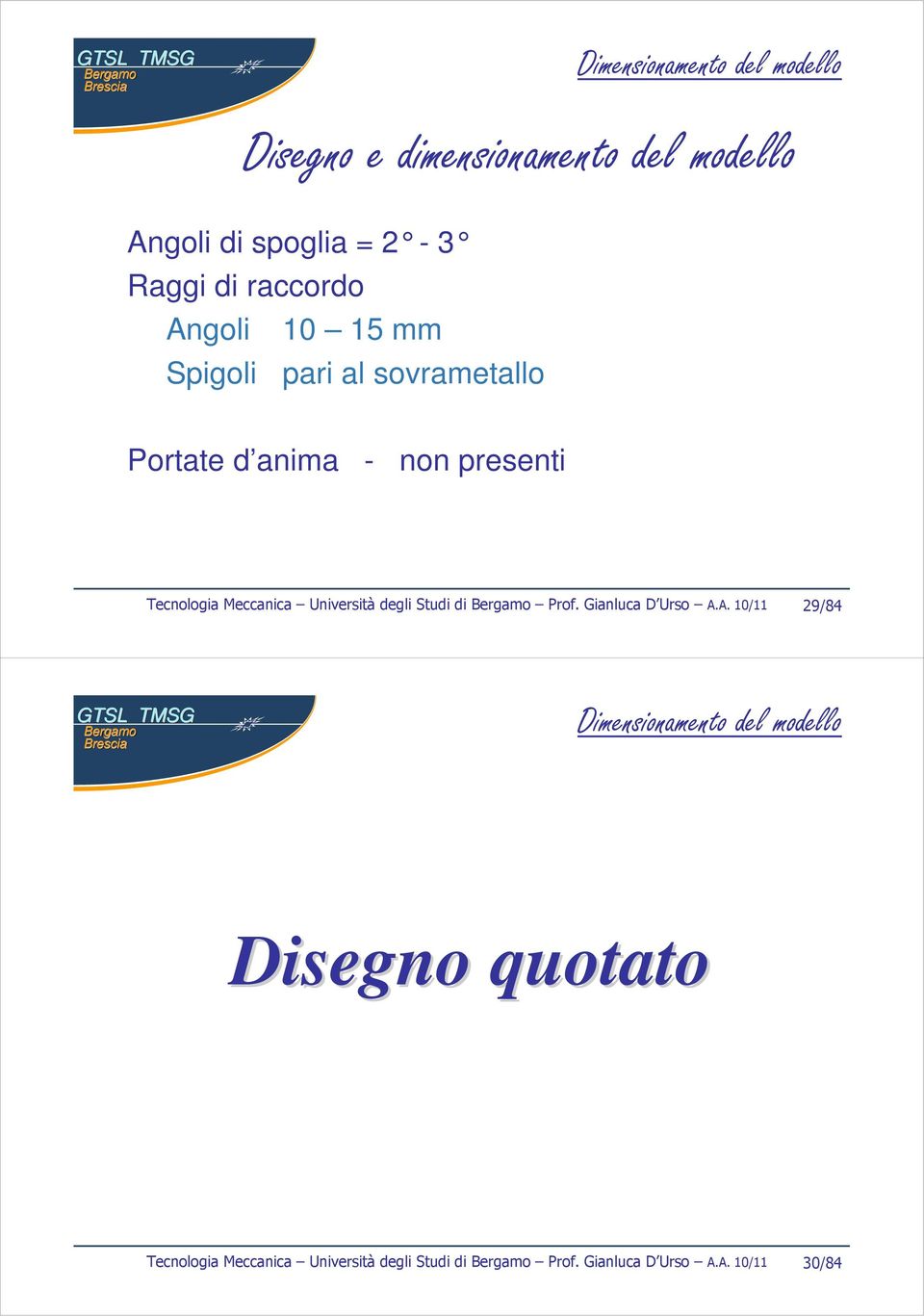 Meccanica Università degli Studi di Prof. Gianluca D Urso A.