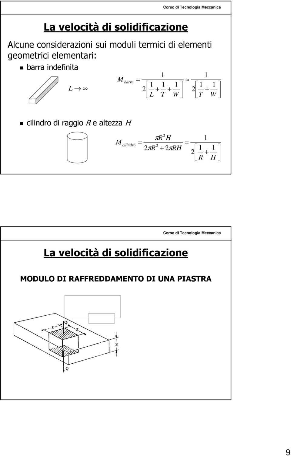 cilindro di raggio R e altezza H πr H 1 M cilindro πr + πrh 1 1 + R H La velocità di