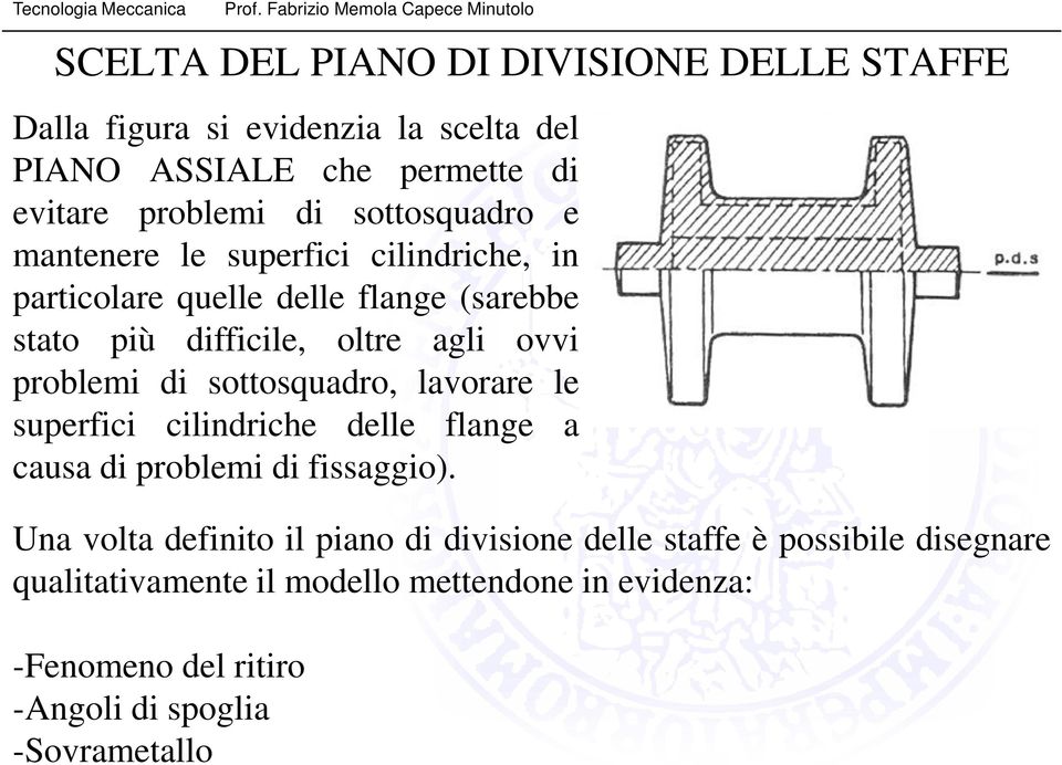 problemi di sottosquadro, lavorare le superfici cilindriche delle flange a causa di problemi di fissaggio).