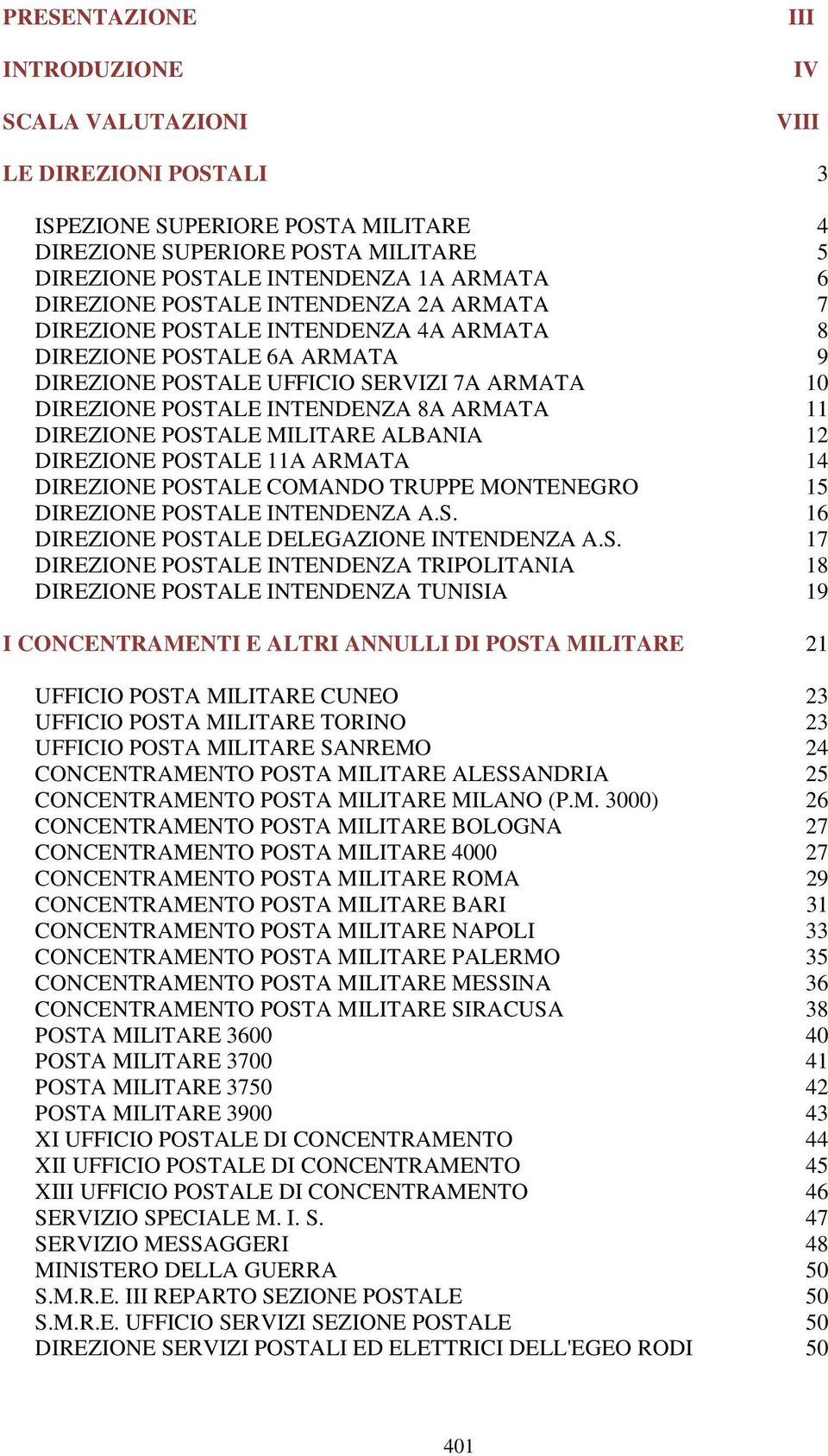 11 DIREZIONE POSTALE MILITARE ALBANIA 12 DIREZIONE POSTALE 11A ARMATA 14 DIREZIONE POSTALE COMANDO TRUPPE MONTENEGRO 15 DIREZIONE POSTALE INTENDENZA A.S. 16 DIREZIONE POSTALE DELEGAZIONE INTENDENZA A.