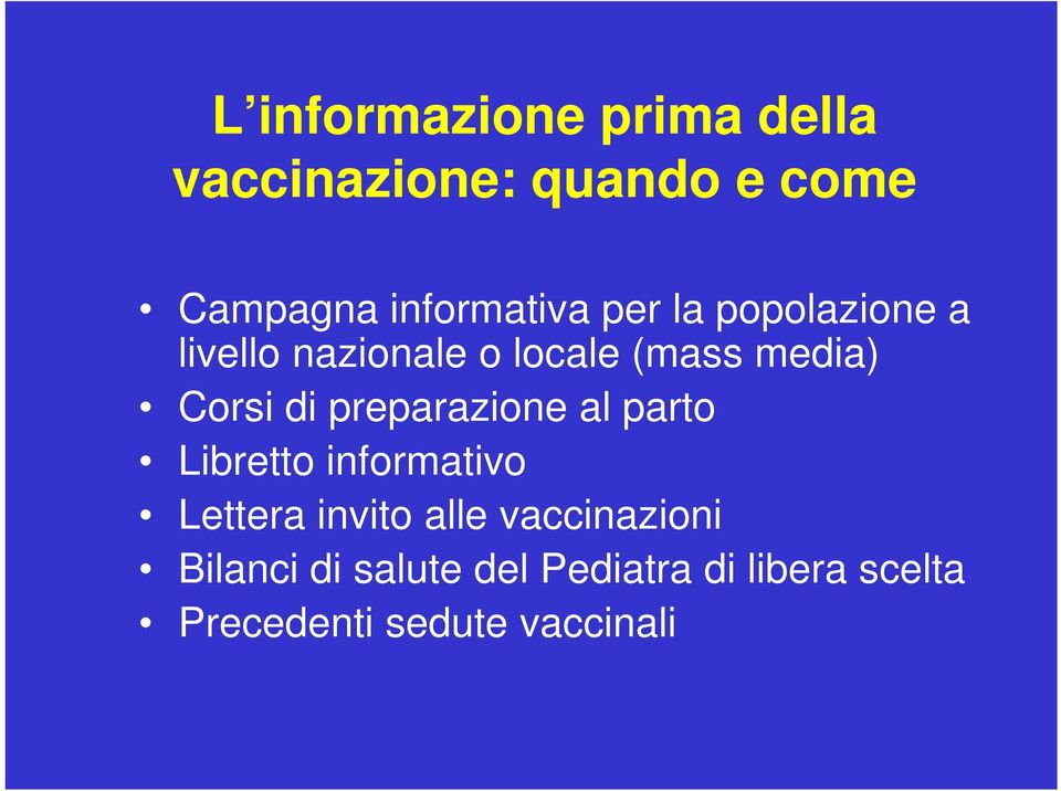 Corsi di preparazione al parto Libretto informativo Lettera invito alle